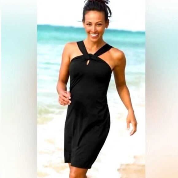 Athleta Black Kiki Halter Swim Dress Women's size Medium - Picture 2 of 16